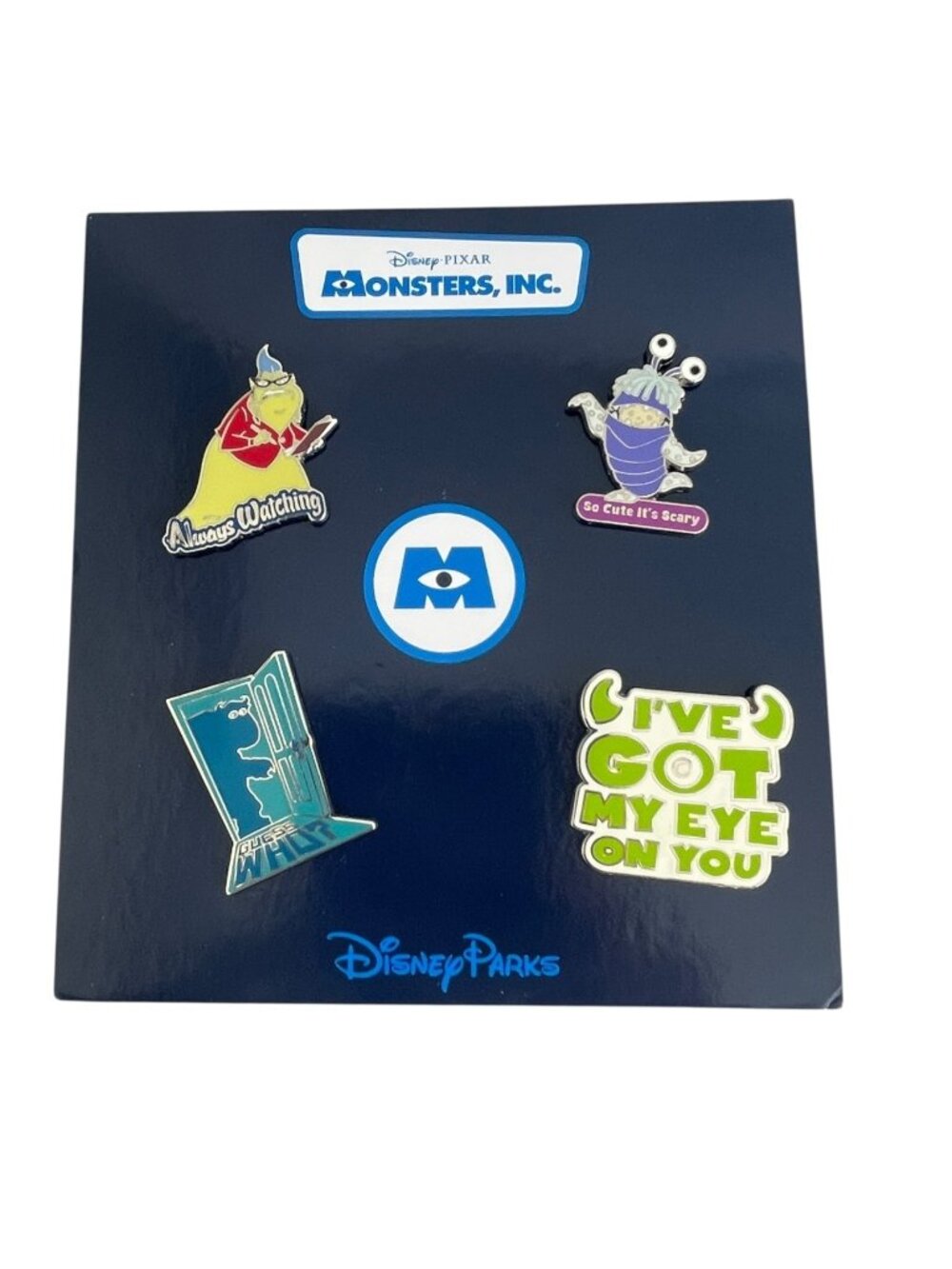 Disney Parks Pixar Monsters Inc Sulley Mike Wazowski Roz Boo Booster Pin Set